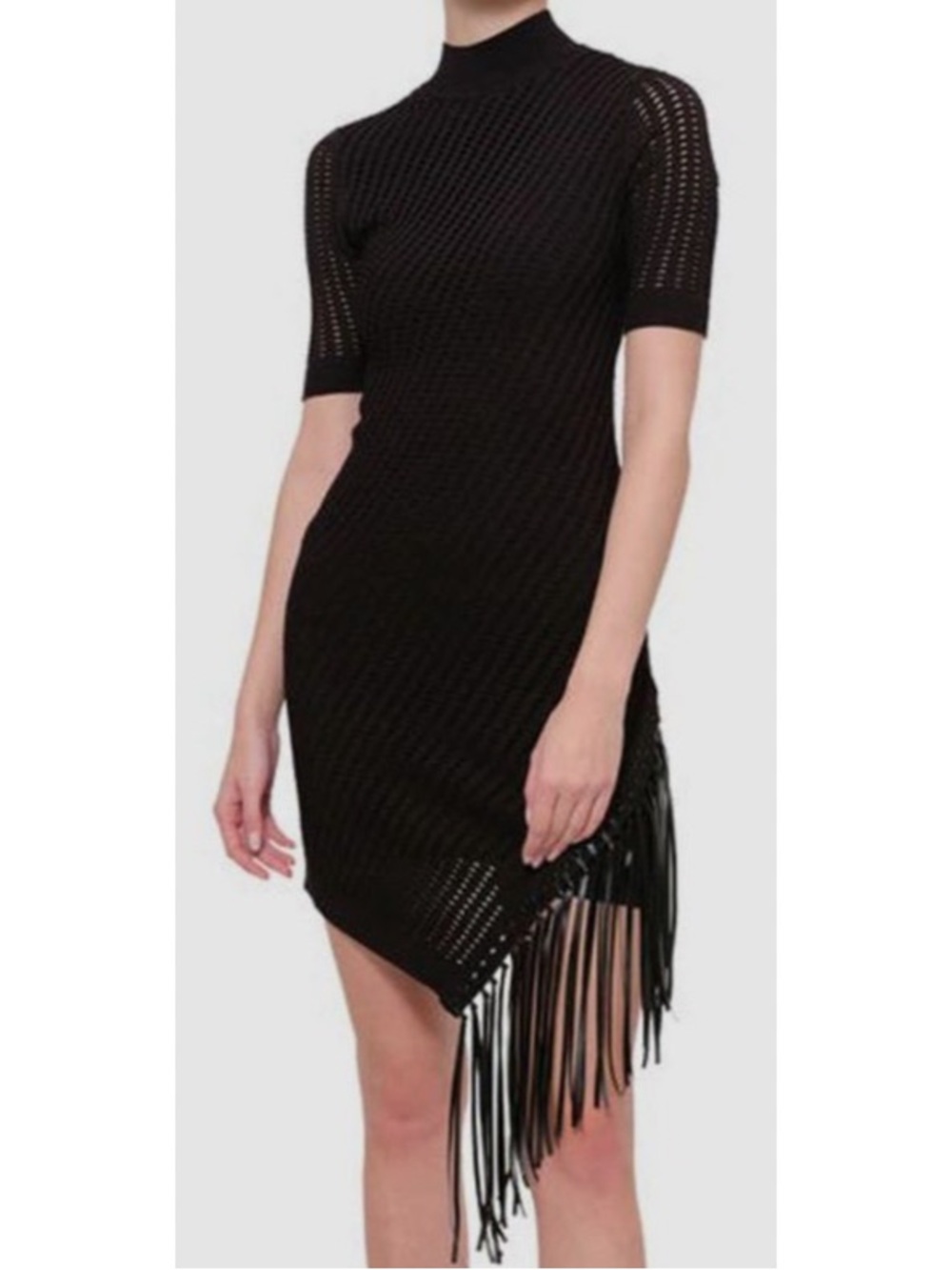 Jonathan Simkhai Black Fringe Knit Bodycon Dress